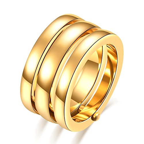VQYSKO Triple Interlocked Rolling Ring for Women-Stainless Steel Stacking Rose gold Minimalist Promise Ring for Love/Engagement/Wedding, Size 4-12 - color: 01 Gold