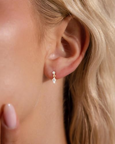 Flat Back Earrings for Women Cartilage Helix | Comfortable Dainty Cute Dragon Bee Bird Phoenix Dragonfly Cute Animal Leaf Spiral Rhombus Design Flatback Stud Earrings - color: gold dangle