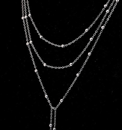 MOLOCH Layer Choker Long Chain Tassel Pendant Necklace Handmade Bead Station y Necklace Charm Chain Jewelry Necklace - color: silver