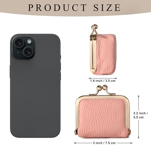 Zivyes Mini Jewelry Box Travel Small Coin Purse Organizer Case Genuine Leather Tiny Size (pink 2.9 inches long) - color: Pink-Standard