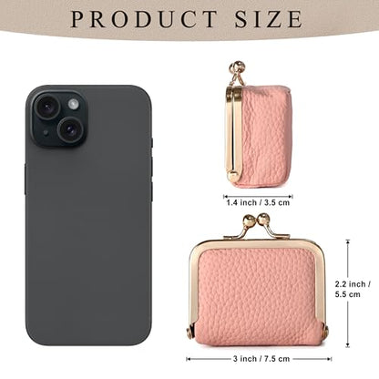 Zivyes Mini Jewelry Box Travel Small Coin Purse Organizer Case Genuine Leather Tiny Size (pink 2.9 inches long) - color: Pink-Standard
