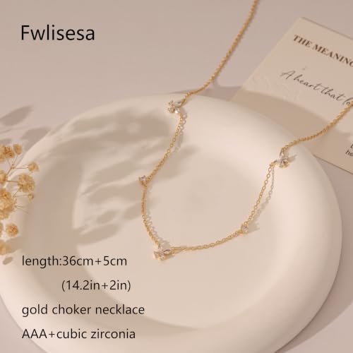 Gold Choker Necklace for Women, Dainty Gold Necklace 14k Gold Plated Simple Coin Butterfly Choker Necklaces for Women Trendy Charm Cute Non Tarnish Gold Necklace Fashion Waterproof Jewelry - color: D-Gold