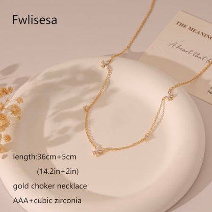 Gold Choker Necklace for Women, Dainty Gold Necklace 14k Gold Plated Simple Coin Butterfly Choker Necklaces for Women Trendy Charm Cute Non Tarnish Gold Necklace Fashion Waterproof Jewelry - color: D-Gold