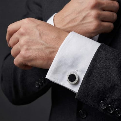 Tuxedo Cuff Links,Cufflinks for Men | Stainless Steel, Lead-Free and Nickel-Free, Gift Box Packed, Boyfriend Husband Father, Wedding Party Anniversary Birthday - color: Black