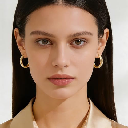 Two Tone Silver and Gold Plated Hoop Earrings for Women Mixed Metal Hypoallergenic Statement Valentines Jewelry Gifts - style: Silver & Gold