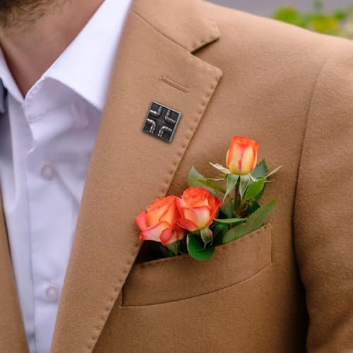 Metal Pipe Texture Unisex Brooches & Pins Square Lightweight Lapel Badge Jewelry for Clothing Shawl Hat
