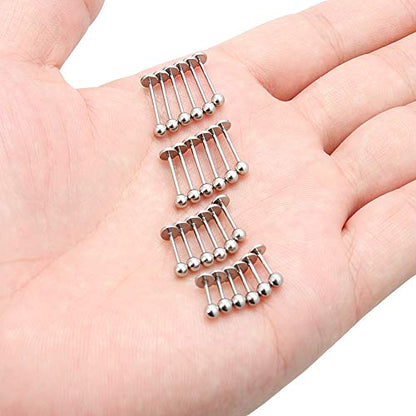 Labret Barbell 24PCS Monroe Lip Barbell Ring Helix Earring Tragus Cartilage Studs Surgical Steel Piercing Jewelry for Women Men 20-12G - color: A: 24pcs 20gauge