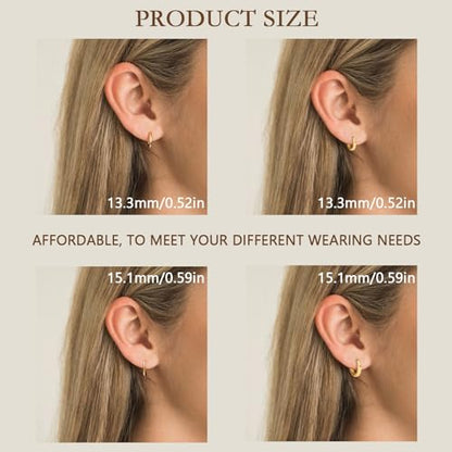 Huggie Hoop Earrings Small Hypoallergenic 14K Gold Plated Huggie Earrings For Women Simple Huggie Stud Earrings - color: Gold-10/10/12/12mm