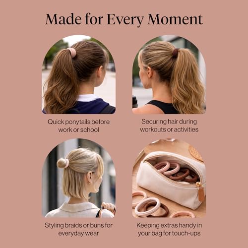 Kitsch Seamless Hair Ties No Damage - Stretchy Hair Bands - Rosewood, 8pcs | Strong All-Day Hold Hair Rubber Bands For Hair, Ponytail Holders | Hair Accessories for Everyday Use - color: Rosewood (Pack of 8)