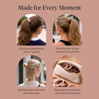 Kitsch Seamless Hair Ties No Damage - Stretchy Hair Bands - Rosewood, 8pcs | Strong All-Day Hold Hair Rubber Bands For Hair, Ponytail Holders | Hair Accessories for Everyday Use - color: Rosewood (Pack of 8)