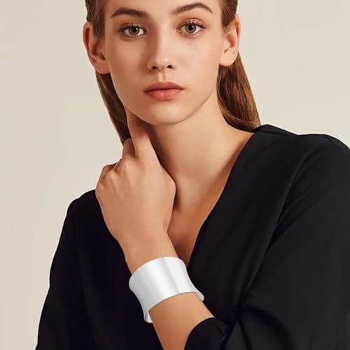 Wide Cuff Chunky Gold Bracelets for Women Open Cuff Bangles Wrist Cuff Bracelets for Women - style: Silver2