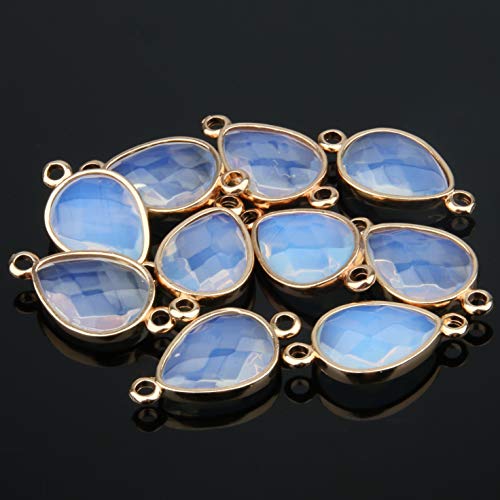 5Pcs Natural Stone Pendants, Agate Crystal Quartz Stone Connectors Charms Healing Chakra Gemstone Necklace Links Pendants for Jewelry Making 28X15X7mm (Random Mixed Colors)