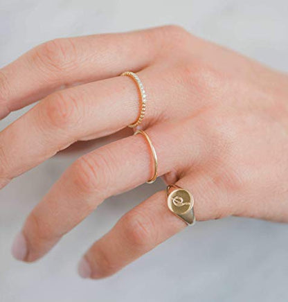 Zoe Lev Jewelry, Sterling silver, Gold Plated Pinky Signet Ring