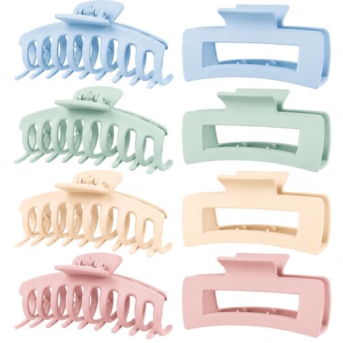 TOCESS Macaron Matte Large Claw Clips for Thick Hair, Strong Hold Non-Slip Hair Clips 4.3 In Big Hair Claw Clips for Women, Cute Jumbo Jaw Clips for Thin, Curly & Fine Hair, Pink Blue Yellow Green - color: Baby Blue, Sage Green, Buttercream, Blush Pink