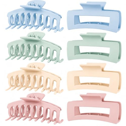TOCESS Macaron Matte Large Claw Clips for Thick Hair, Strong Hold Non-Slip Hair Clips 4.3 In Big Hair Claw Clips for Women, Cute Jumbo Jaw Clips for Thin, Curly & Fine Hair, Pink Blue Yellow Green - color: Baby Blue, Sage Green, Buttercream, Blush Pink