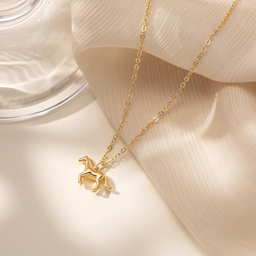 LLWOM Gold Necklace for Women-14k Gold Plated Infinity Necklace Star Of David Necklace Evil Eye Cross Pendants Heart Dainty Gold Necklace For Women - color: Gold-Horse
