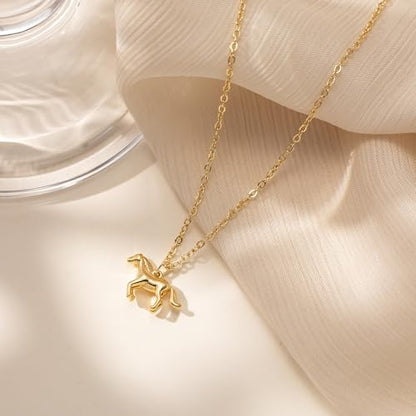 LLWOM Gold Necklace for Women-14k Gold Plated Infinity Necklace Star Of David Necklace Evil Eye Cross Pendants Heart Dainty Gold Necklace For Women - color: Gold-Horse