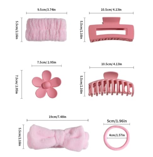 32 PCS Hairband And Accessories Set Plush Face Wash Headbands Wristbands Clips Hair Ties For Spa Bath Bridal Party Gifts, PinkPurple