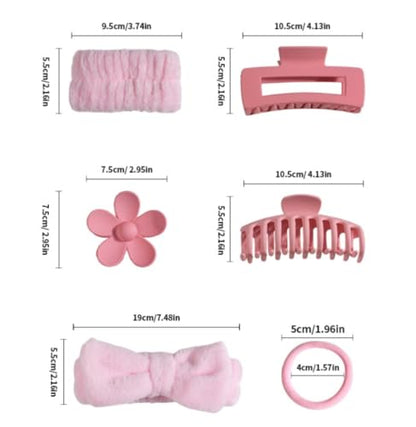 32 PCS Hairband And Accessories Set Plush Face Wash Headbands Wristbands Clips Hair Ties For Spa Bath Bridal Party Gifts, PinkPurple