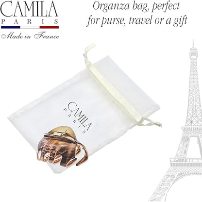 Camila Paris CP3626 French Octopus Hair Clip, 2.5" Small Claw Clips for Thick Hair, Girl Octopus Claw Clip for Women, Strong No-Slip Grip, Wide Jaw Clips for Women, Made in France - color: Brown 2.5"