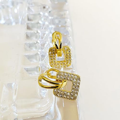14K Rose Gold Plated Three Row Cubic Zirconia Small Huggie Hoop Earrings Fashion Jewelry for Men Women - color: white-1