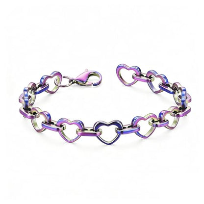 mnmoom Heart Bracelets for Women Stainless Steel with Rose gold, gold plating Heart links bracelets - color: Magic