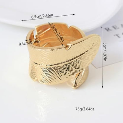 Chunky Cuff Bracelets for Women Leaf Gold Statement Bangle Bracelets Exaggerate Hammered Open Bangles Jewelry - color: X-Gold