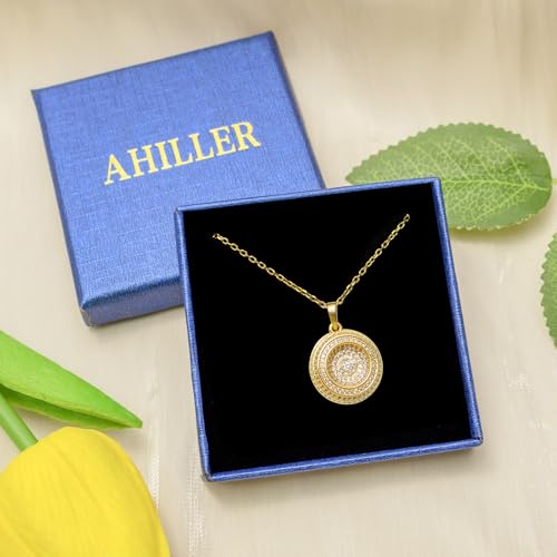 Ahiller Women's Necklace, Dainty Pendant Choker, Adjustable Chain | Heart Initial & Round Pendants, Daily Necklace,17-21" Adjustable Necklaces, Trendy Minimalist Jewelry, Stainless Steel Chain - color: XW-Gold, style: Other Shapes - Multi-Color