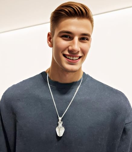Fashion 21 Unisex Iced Out King Crowned Cobra Snake Pendant 24" Various Chain Necklace in Gold, Silver Tone - color: Silver / 3mm 24" Cuban Chain