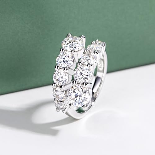 Moissanite Eternity Rings, S925 Sterling Silver Anniversary Band for Women - style: 4. 2 CT Open Ring