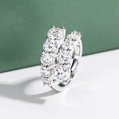 Moissanite Eternity Rings, S925 Sterling Silver Anniversary Band for Women - style: 4. 2 CT Open Ring