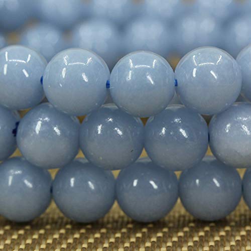 Angelstones Gemstones 8mm Round Beads Healing Crystal Bracelet for women | Natural Gemstone, Handmade Gifts for Women, Healing Crystal Round Beaded Stretch Bracelets, Unisex Jewelry for Women and Men - color: Blue Angelite