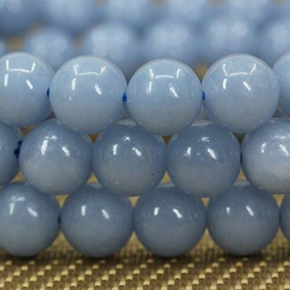 Angelstones Gemstones 8mm Round Beads Healing Crystal Bracelet for women | Natural Gemstone, Handmade Gifts for Women, Healing Crystal Round Beaded Stretch Bracelets, Unisex Jewelry for Women and Men - color: Blue Angelite