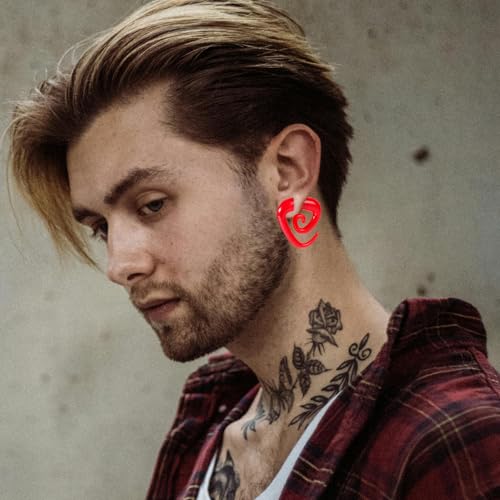 54/102Pcs Ear Stretching Kit 14G-00G Acrylic Ear Gauge Stretching Kit with Heart Plugs Gauge Tapers Ear Tunnels Horseshoes Taper Spiral Tapers Gauges Ear Expanders for Men Women - color: Red