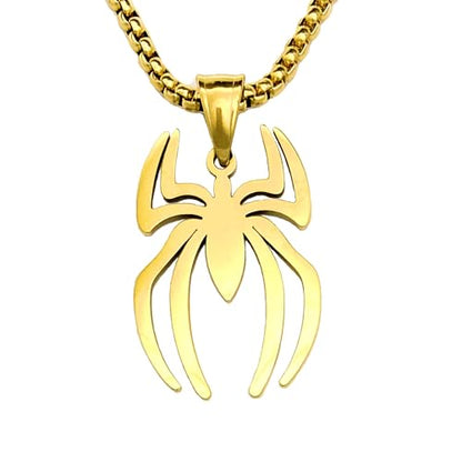 Tapp Collections Stainless Steel Superhero Pendant Necklace - color: Spiderman / Steel Chain / Gold Color