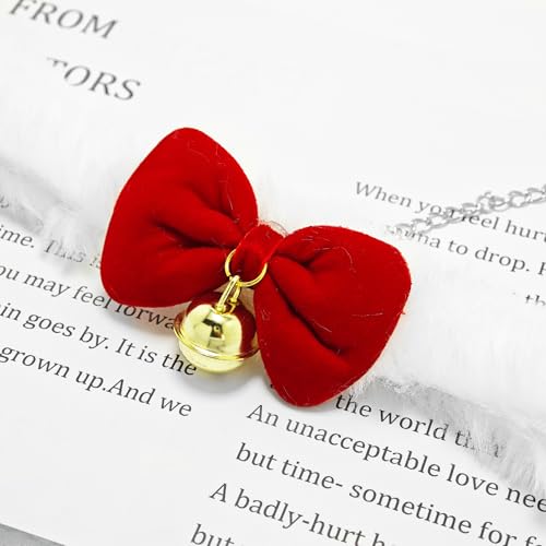 Bow Necklace for Women Red Bow Choker Black Ribbon Necklace Pearl Velvet Lace Necklaces Cute BowKnot Necklaces for Christmas Gifts - color: red D