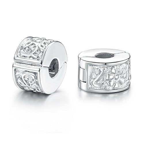 JewelrieShop Clip Spacer Charm for Bracelet Clip Lock Stopper Bead Spacer European Openable Beads 2pcs - color: #09S x 2 Pieces