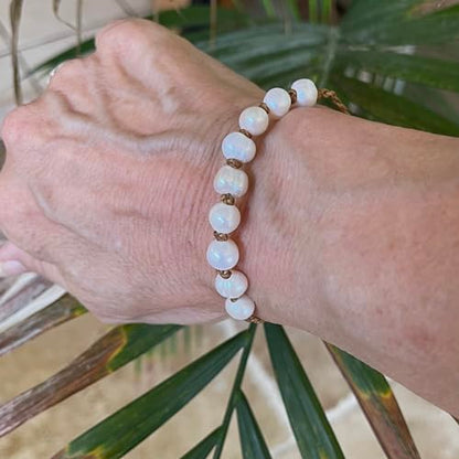 Natural Freshwater Pearl Bracelet or Anklet for Women, Casual Beach and Surfer Style on Hand Spun Rope Cord, Handmade by Beach Soul - style: Anklet