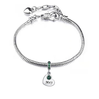 NARTGO January-December Birthstone Birthday Charm Heart Dangle Beads Jewelry Gift for Women Compatible with Pandora Bracelets & Necklaces - style: May Birthstone