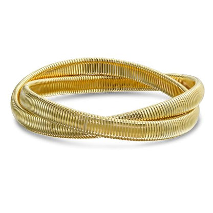Bling Jewelry Omega Cobra Bangle Stretch Bracelet Rose Gold Silver Tone Stainless Steel - color: Gold