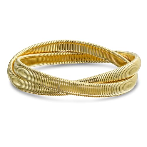 Bling Jewelry Omega Cobra Bangle Stretch Bracelet Rose Gold Silver Tone Stainless Steel - color: Gold