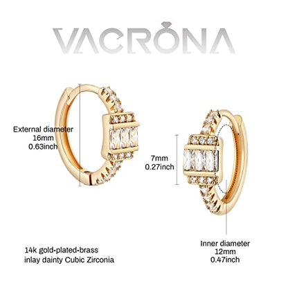 Cubic Zirconia Huggie Earrings 14k Gold Plated Tiny Earrings Small Huggie Hoop Earrings Simple Lightweight Hoops Gift for Women - color: 3Stone
