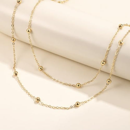 JINEAR 14K Gold Plated Waist Chain for Women Body Chain Belly Chains | Dainty Bead Chains Waterproof Summer Beach Bikini Accessories Gold Jewelry Belt Festival Outfits for Women - color: Gold Ball Body Chains