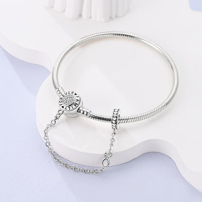 KUNSIR 925 Sterling Silver Snake Chain Bracelet with Safety Chain Charm Bracelets for Women Teen - style: KJB052
