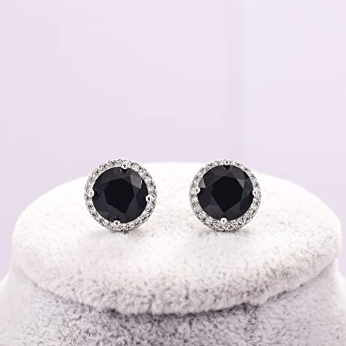 YOQUCOL Bright 8MM,10MM Cubic Zirconia Crystal Stud Earrings Round Pierced Earrings For Women - color: 10MM-Black
