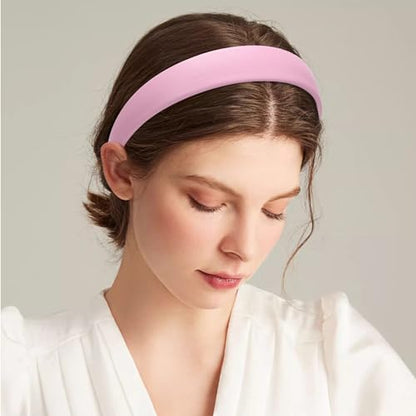WantGor 1 Inch PU Leather Headband, Wide Padded Hairband Fashion Hair Bands | Cute Womens Headbands Holiday DIY Hair Accessories (Pink) - color: Pink