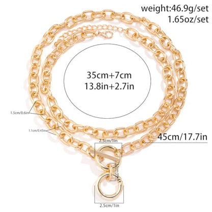 CSIYANJRY99 Chunky Gold Necklaces for Women,Multilayer Punk 80s Hip Hop Necklace,Layered Cuban Link Chain Statement Necklace 90s Freaknik Outfit Accessories for Women - color: Gold Larered Neckalce 2