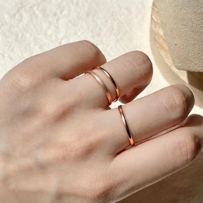2mm 18Pcs No Tarnish Stainless Steel Thin Rings | PVD Gold Plated, Fadeless, Waterproof, High Polish, Hypoallergenic - color: Rose Gold Plated