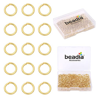 BEADIA 14K Gold Plated Jump Rings Non Tarnish 7mm 300pcs for Jewelry Making Findings - color: 14K Gold, size: 0.7x7mm