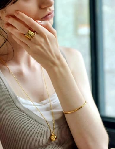 PEARLADA 18k Gold Plated Chain Long Necklace, Boho Sweater Necklace for Women, Geometric Pendant Y Necklace - color: Ball